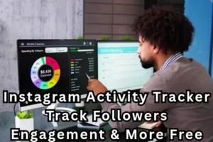 Instagram activity tracker — showing Instagram Your Activity dashboard, Insights follower graph, and Unfollowerstrackers unfollower analysis results